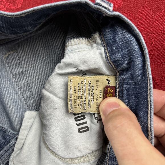 7 For All Mankind Dojo Jeans Women 25x28" Blue Denim Pants Flare Distressed 7FAM - Picture 4 of 14